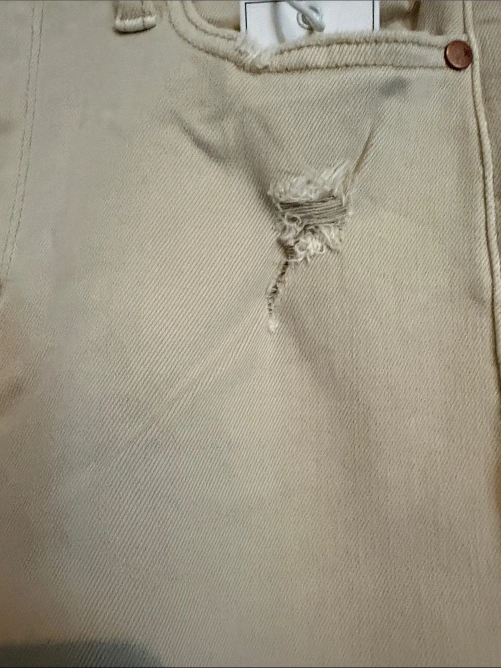 Judy Blue Beige Wide Leg Distressed Jeans